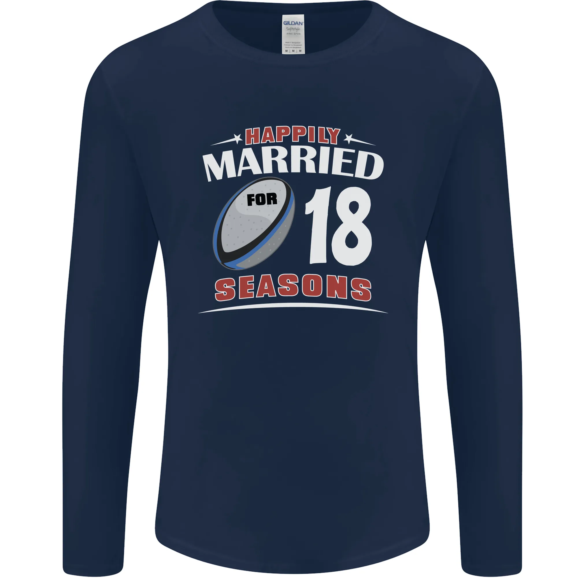 18 Year Wedding Anniversary 18th Rugby Mens Long Sleeve T-Shirt