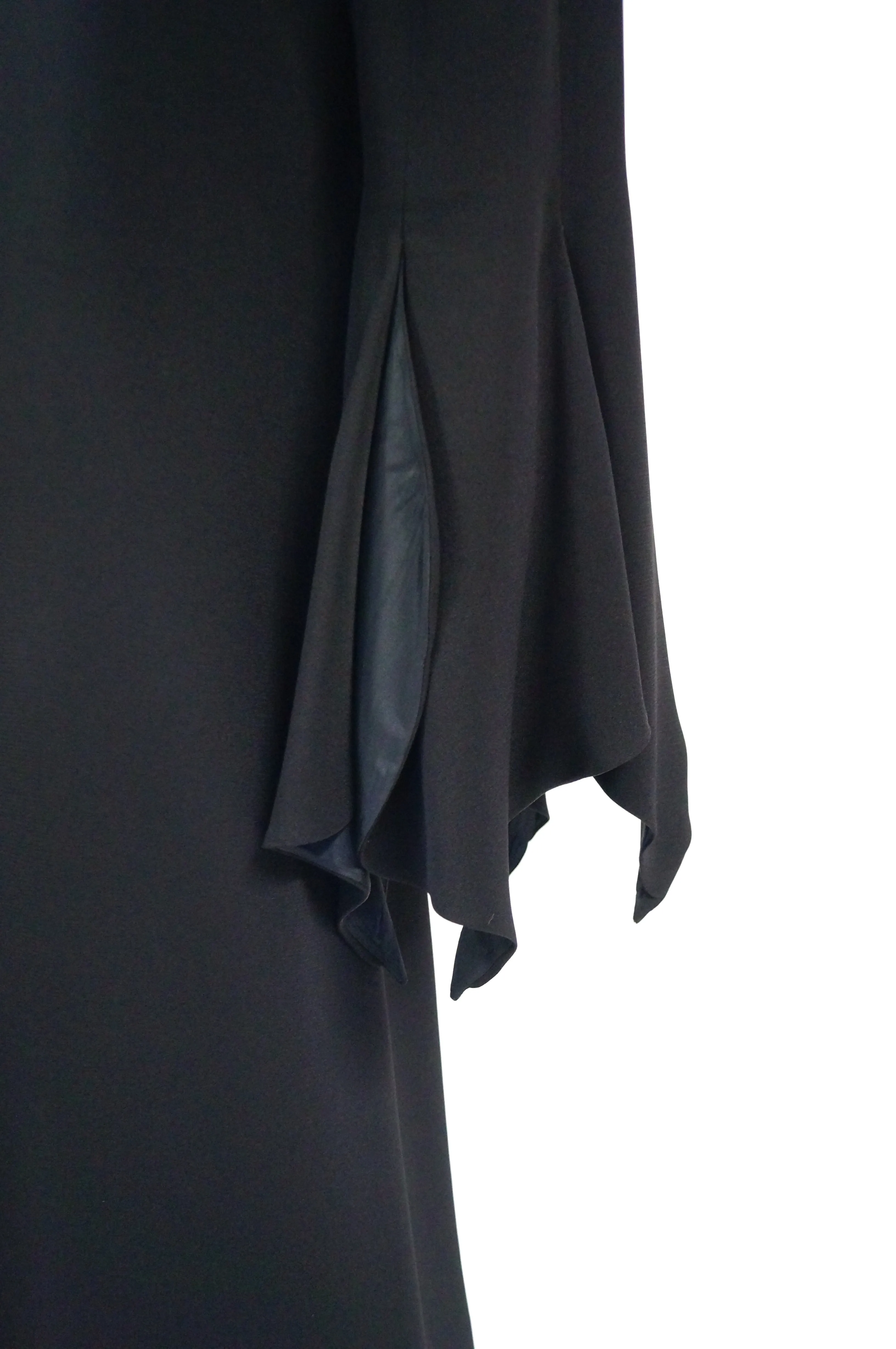 1960s Geoffrey Beene Black Petal Bell Sleeve Cocktail Dress