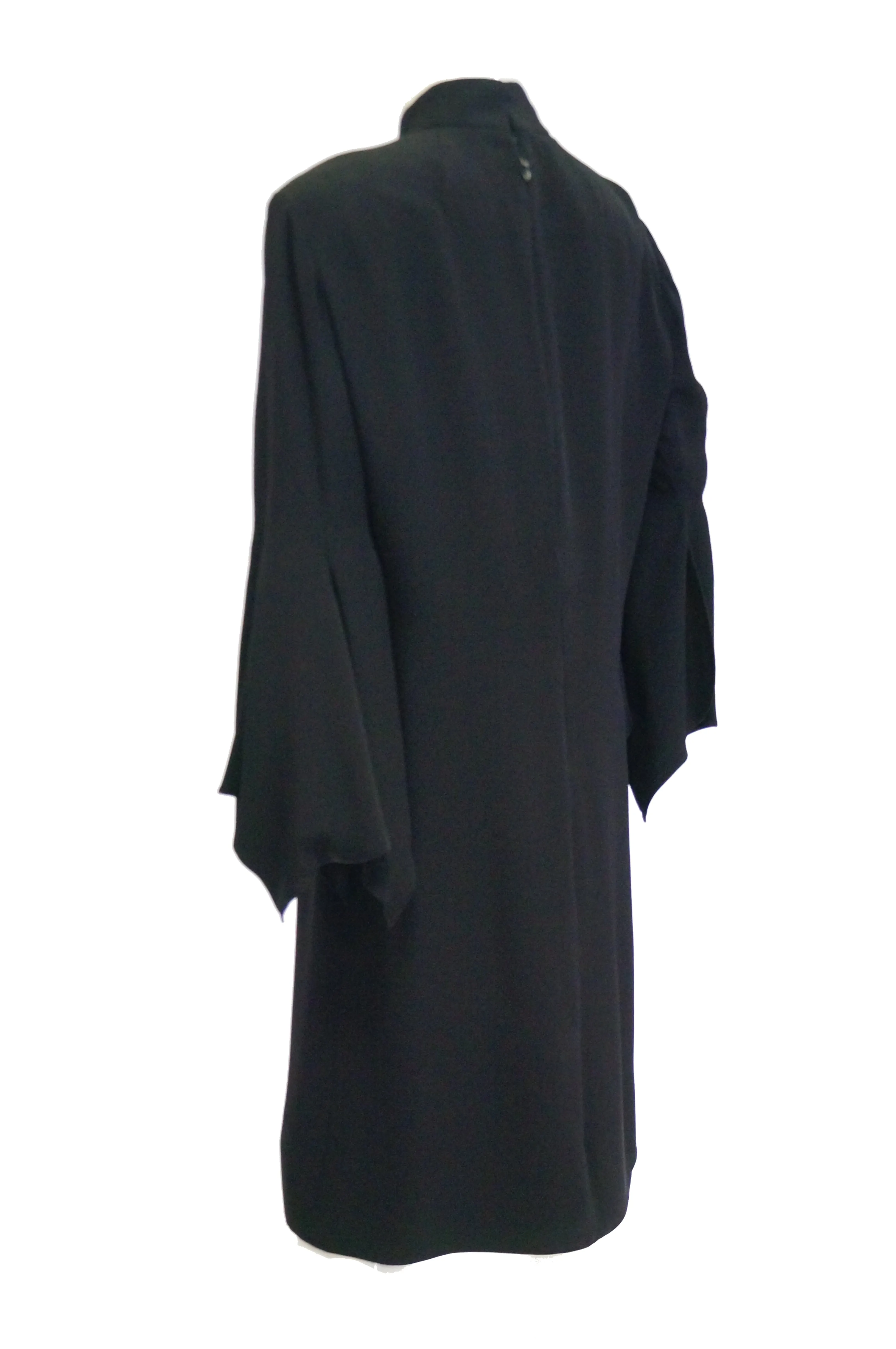 1960s Geoffrey Beene Black Petal Bell Sleeve Cocktail Dress
