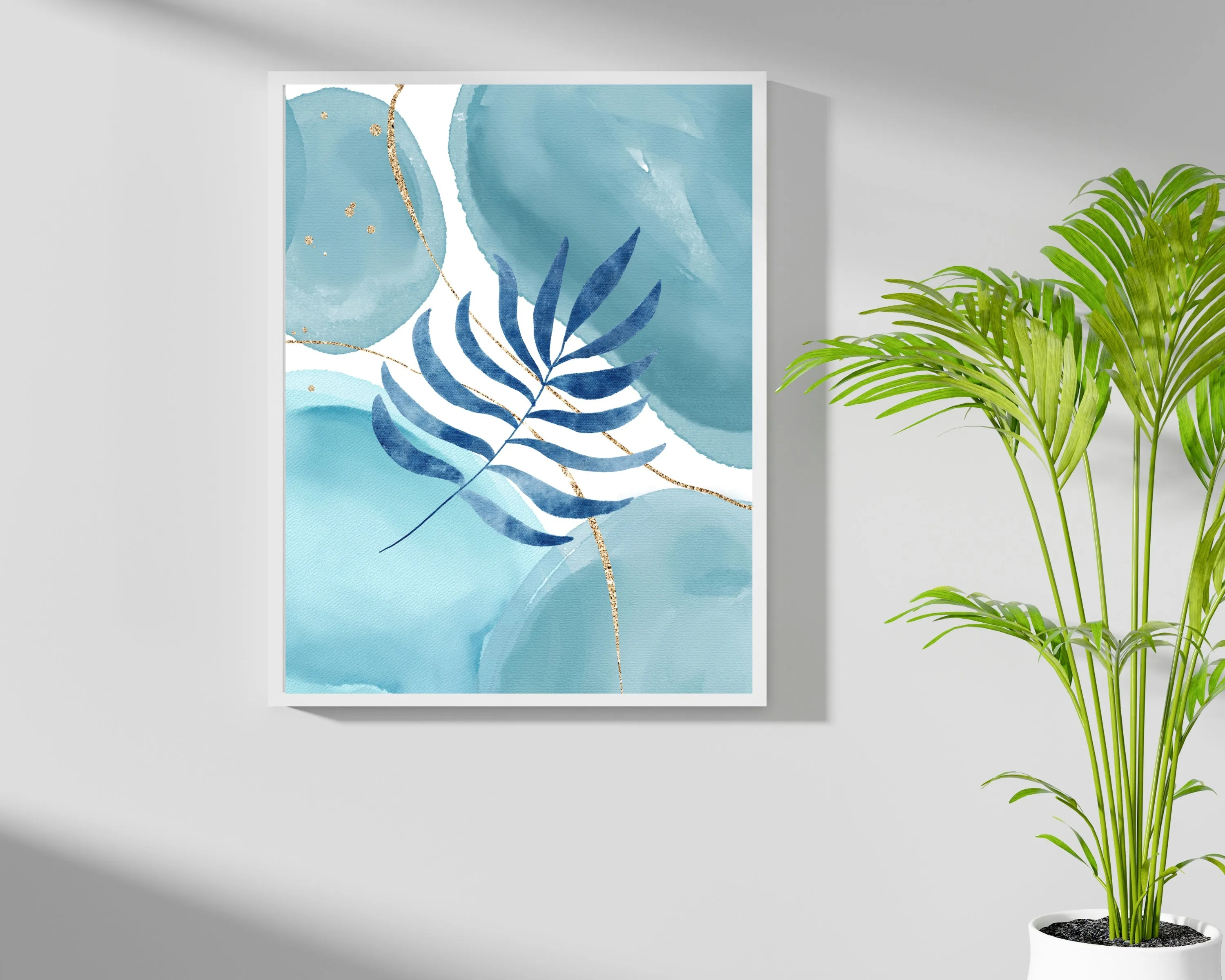 Abstract Art Wall Decor | Teal Blue Navy Hygge