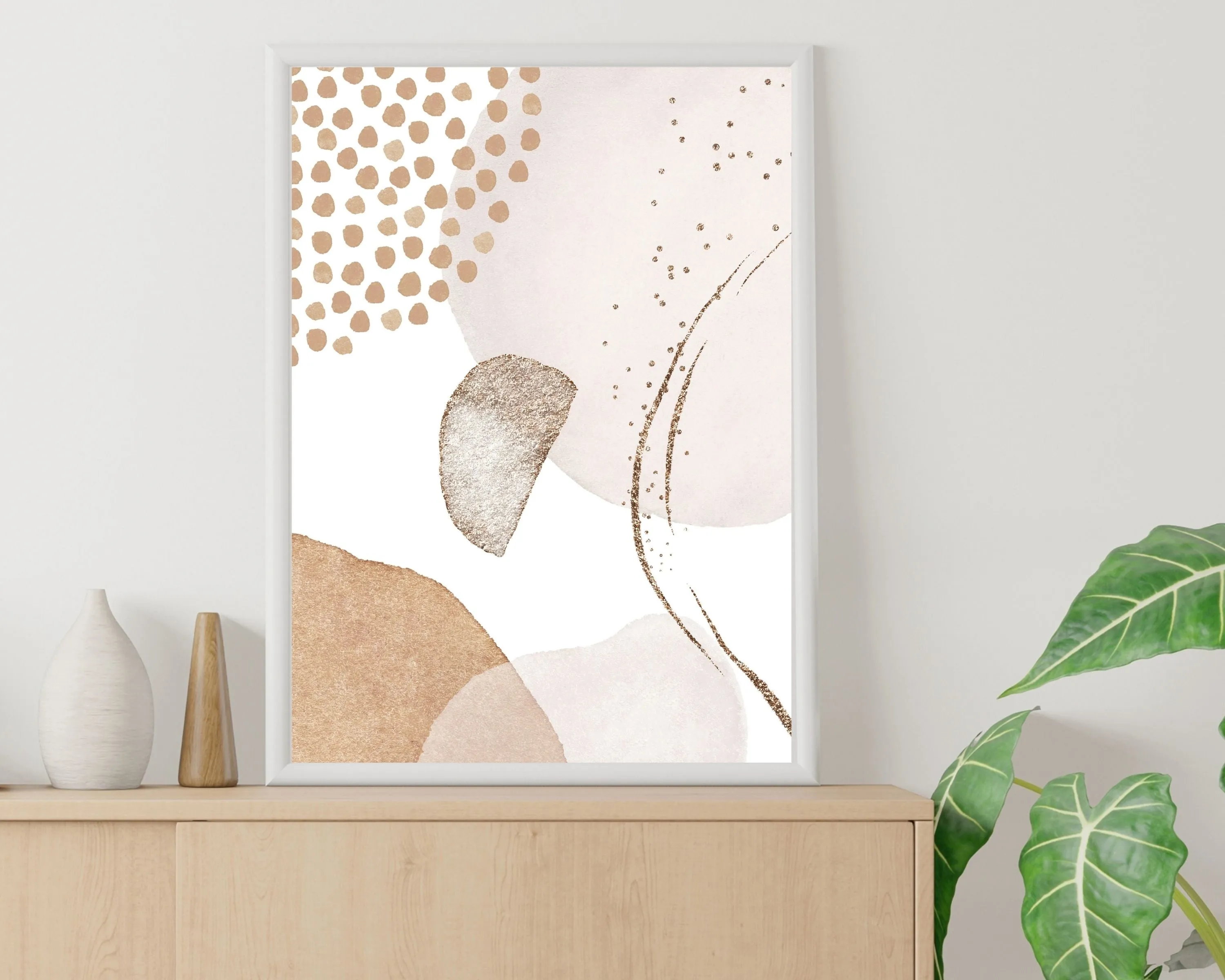 Abstract Boho Art Prints | Beige Cream