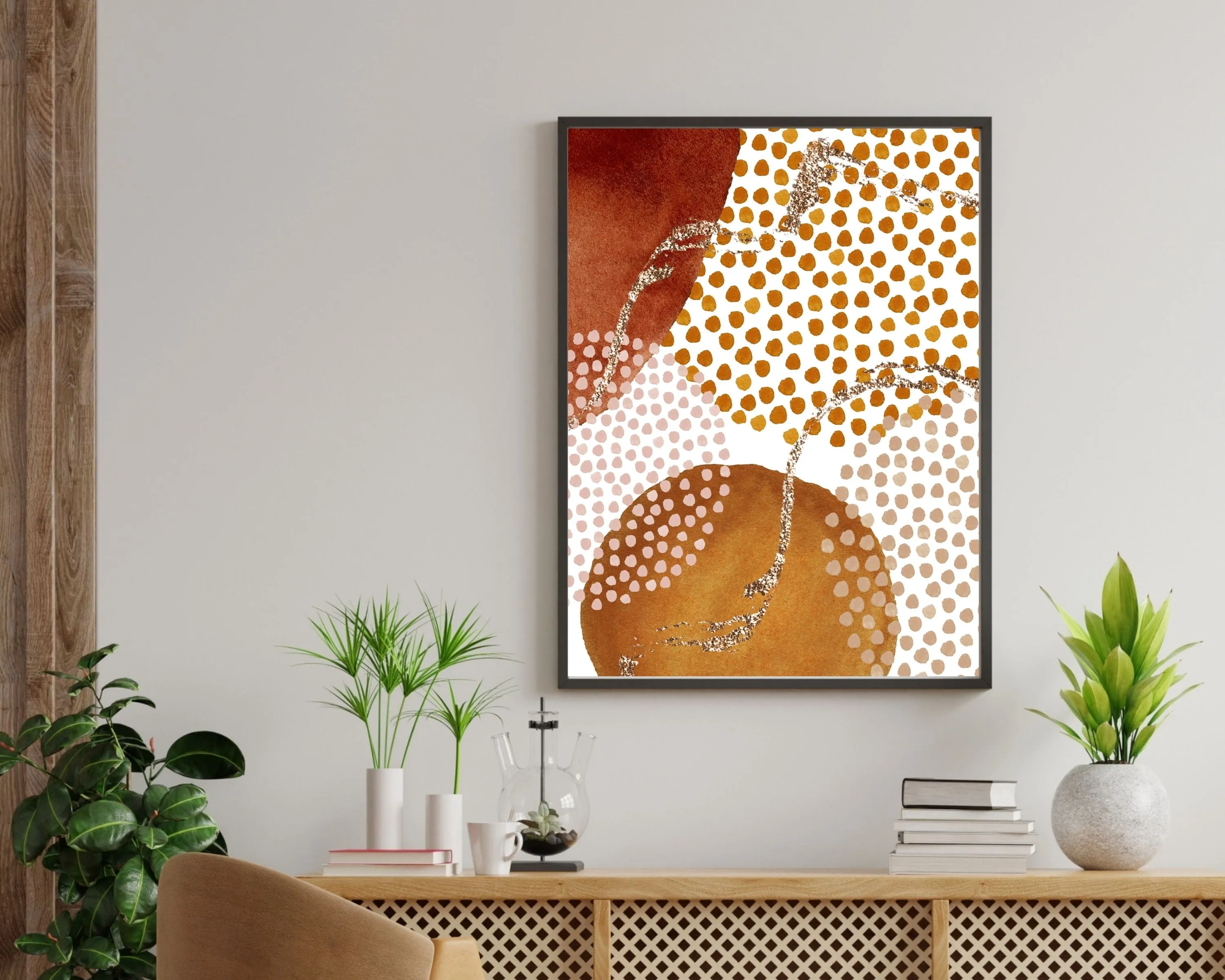 Abstract Boho Art Prints | Burnt Orange Gold