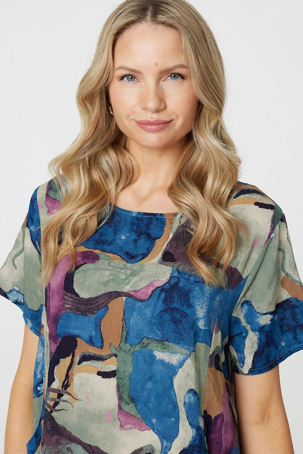 Abstract Print Knee Length Shift Dress