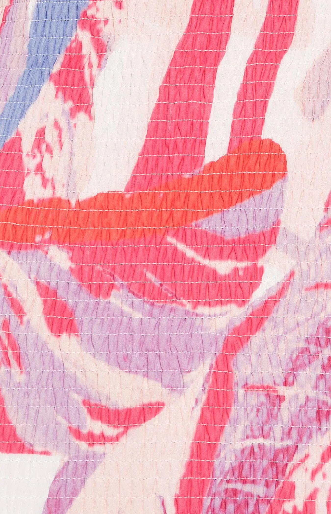 Abstract Print Shirred Midi Dress