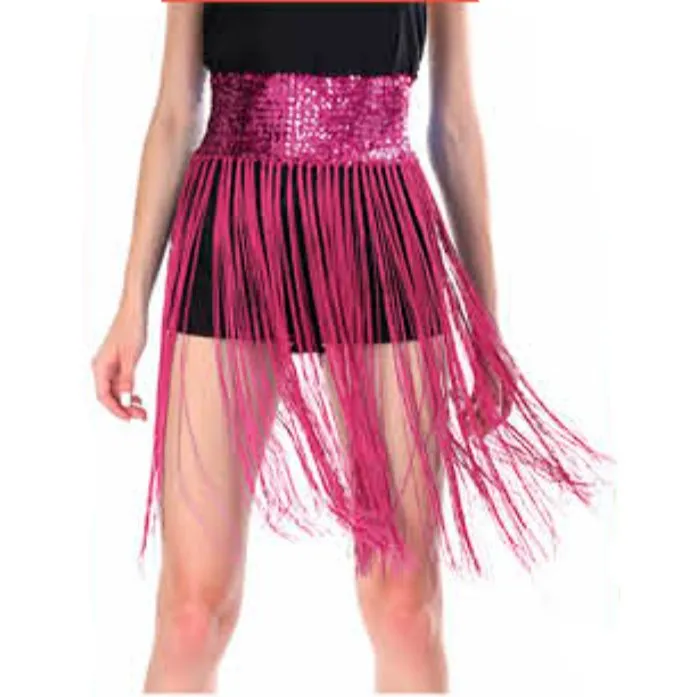 Adult Sequin Belt with Fringe - Pink