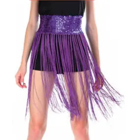 Adult Sequin Belt with Fringe - Purple