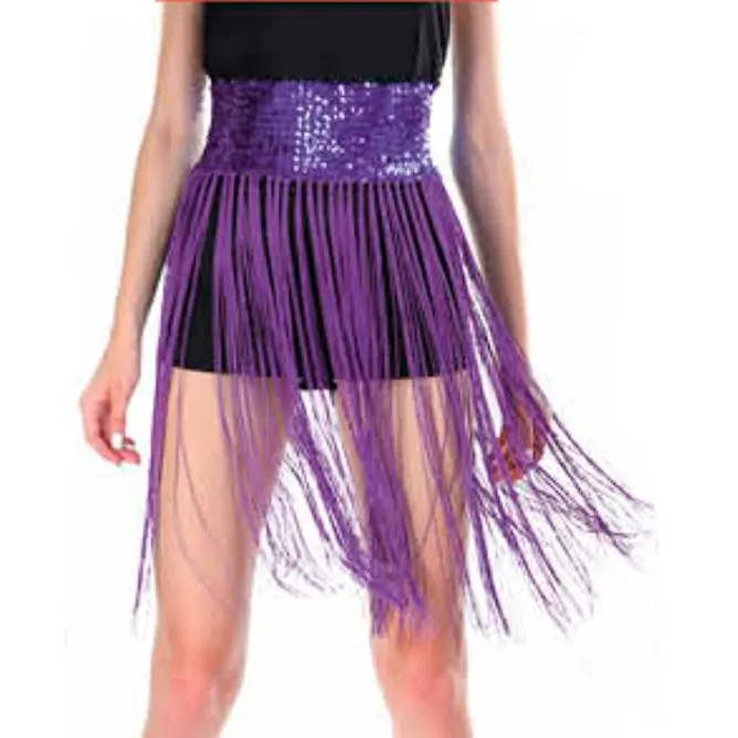 Adult Sequin Belt with Fringe - Purple