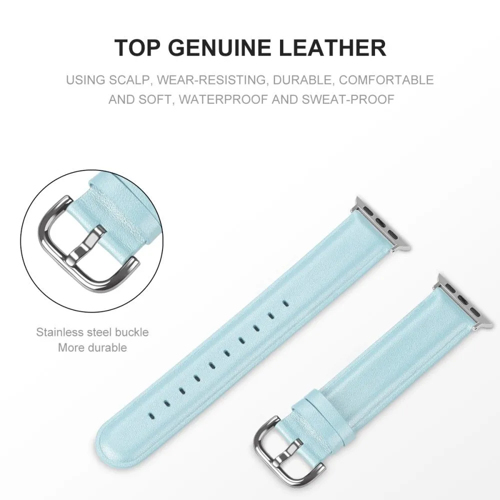 Apple Watch (45mm) cowhide genuine leather watch strap - Baby Blue