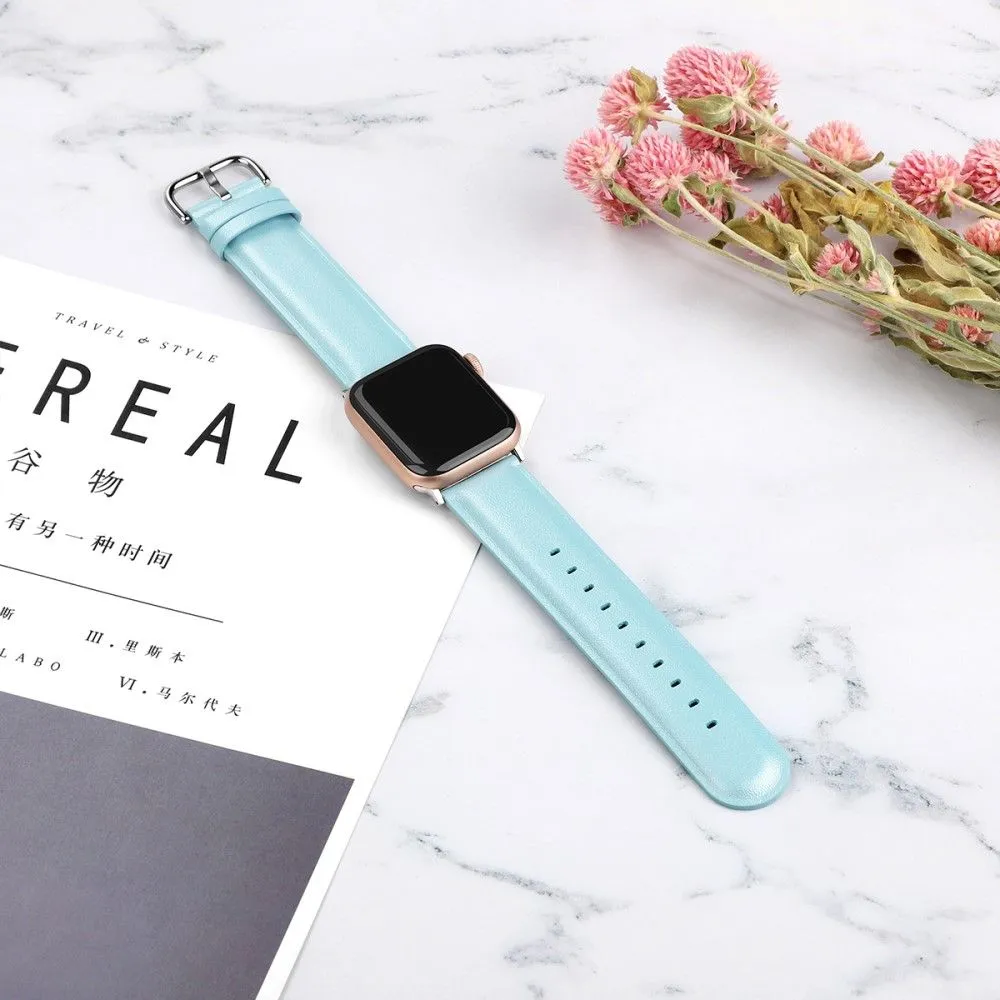Apple Watch (45mm) cowhide genuine leather watch strap - Baby Blue