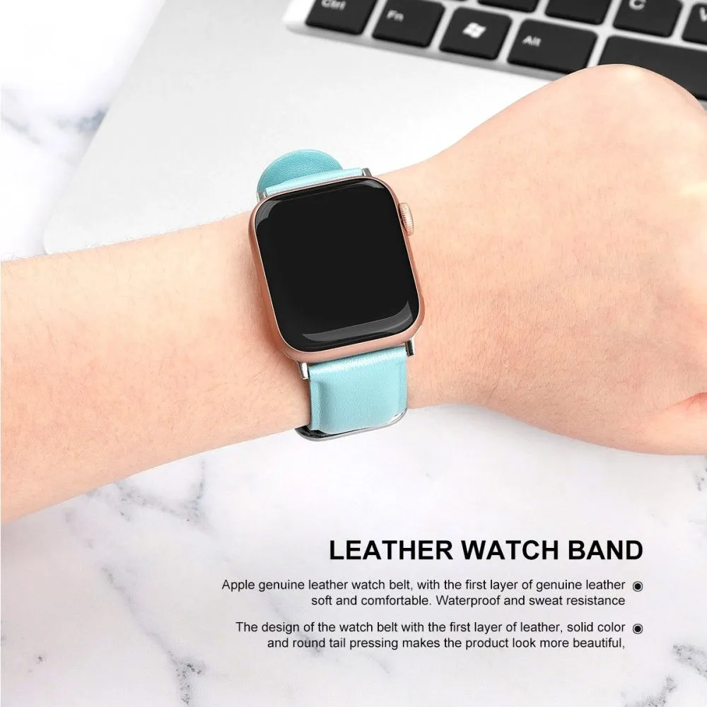 Apple Watch (45mm) cowhide genuine leather watch strap - Baby Blue