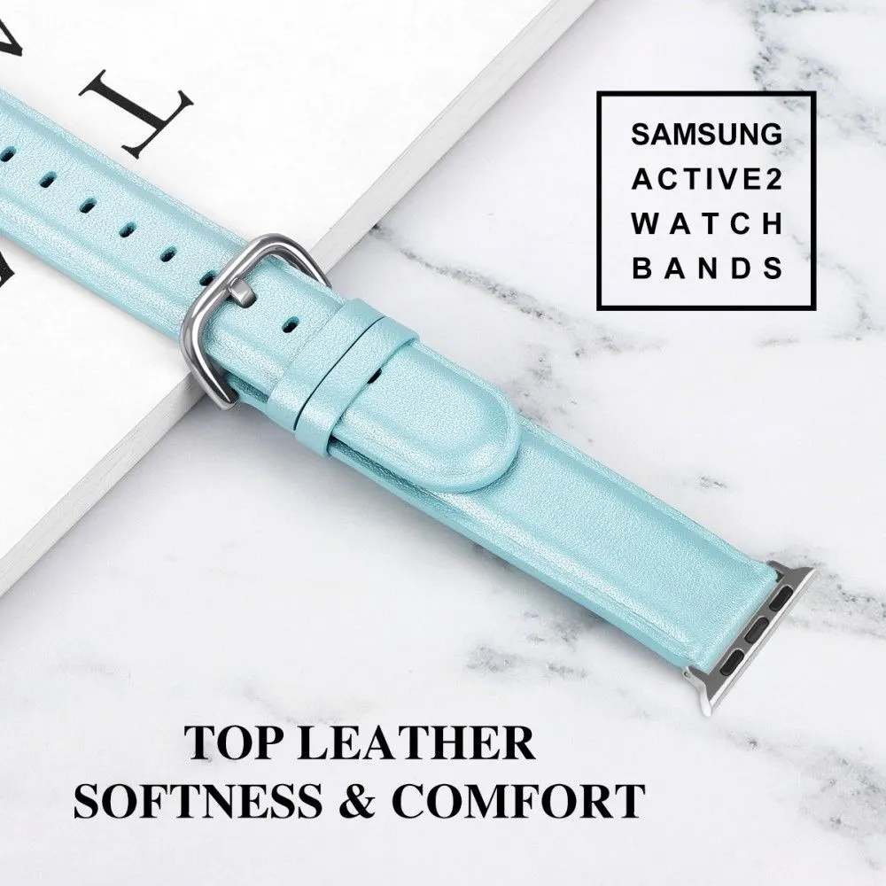 Apple Watch (45mm) cowhide genuine leather watch strap - Baby Blue