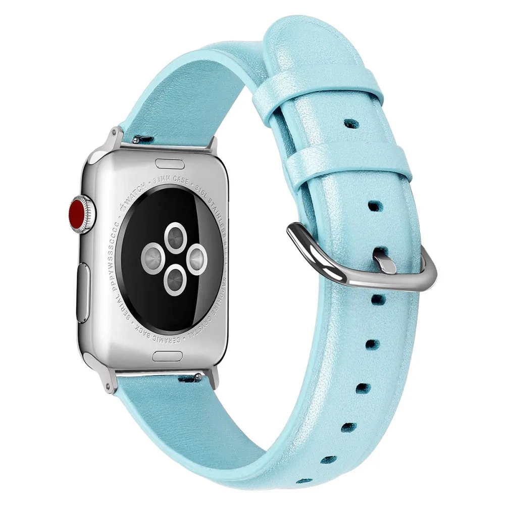 Apple Watch (45mm) cowhide genuine leather watch strap - Baby Blue