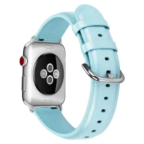 Apple Watch (45mm) cowhide genuine leather watch strap - Baby Blue