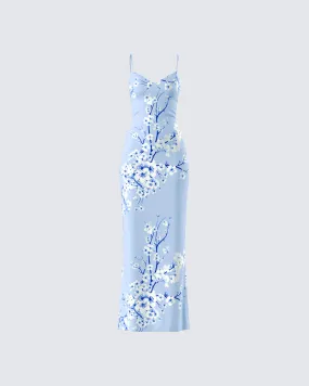 Azura Blue Floral Bodycon Maxi