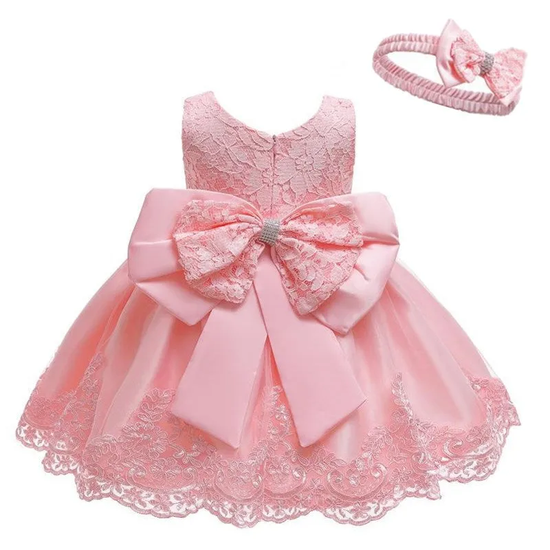 Baby Bow Dress & Matching Hairband (3M-24M)