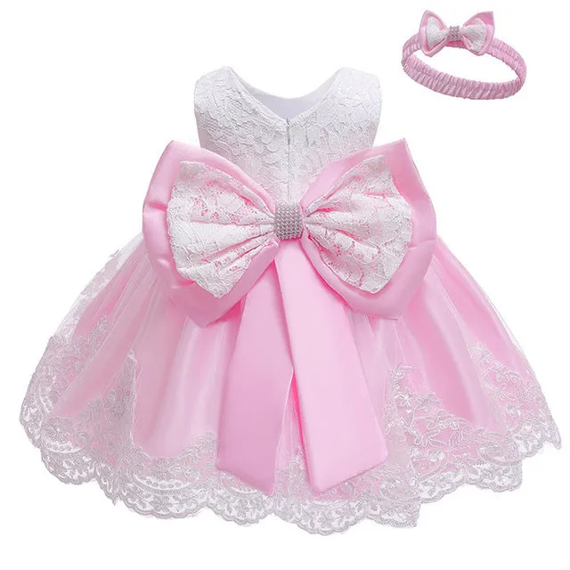 Baby Bow Dress & Matching Hairband (3M-24M)
