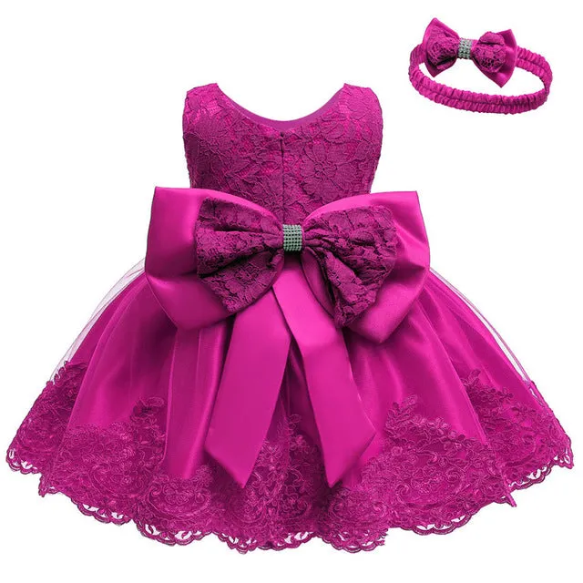 Baby Bow Dress & Matching Hairband (3M-24M)