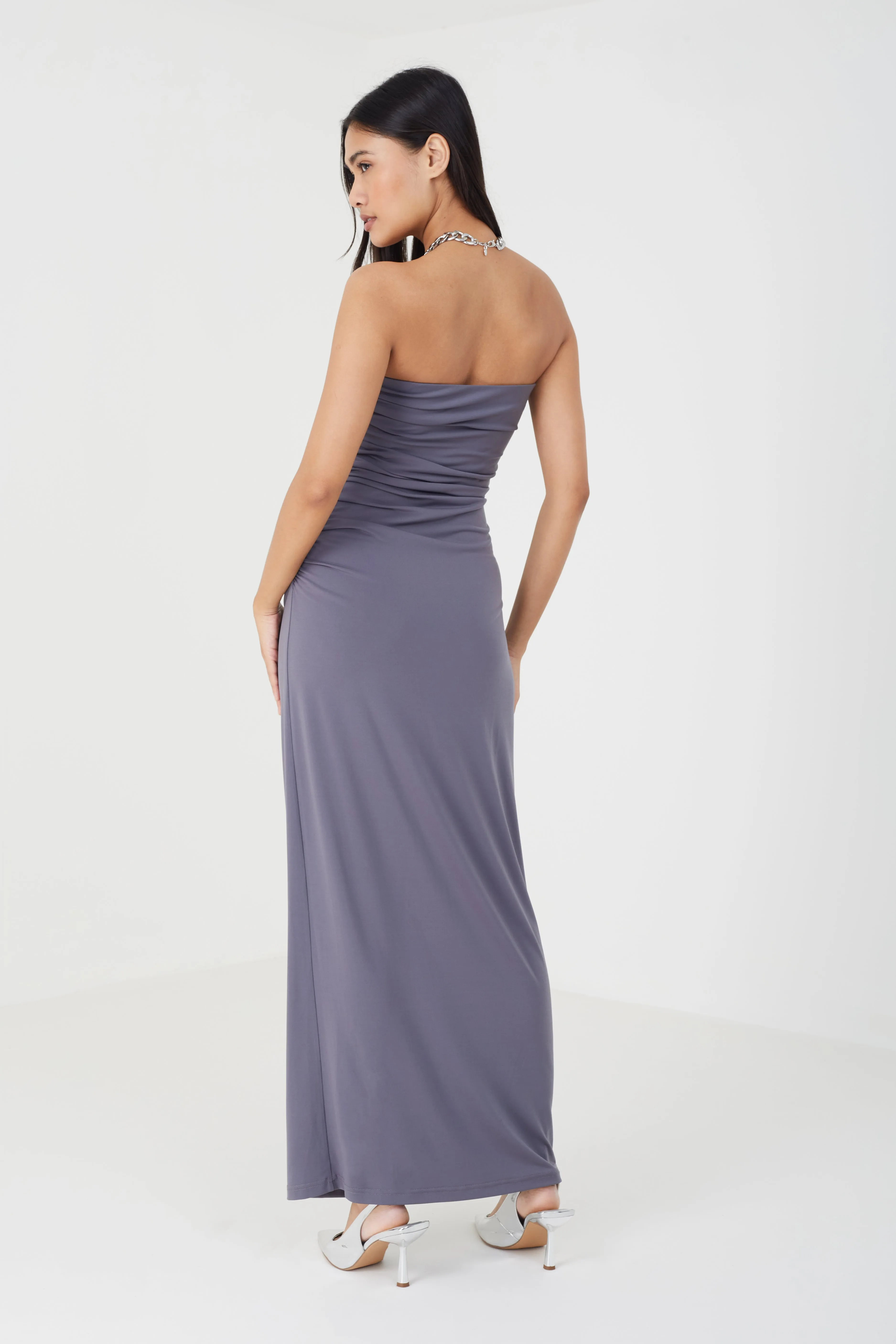 BANDEAU MAXI DRESS WITH RUCHING