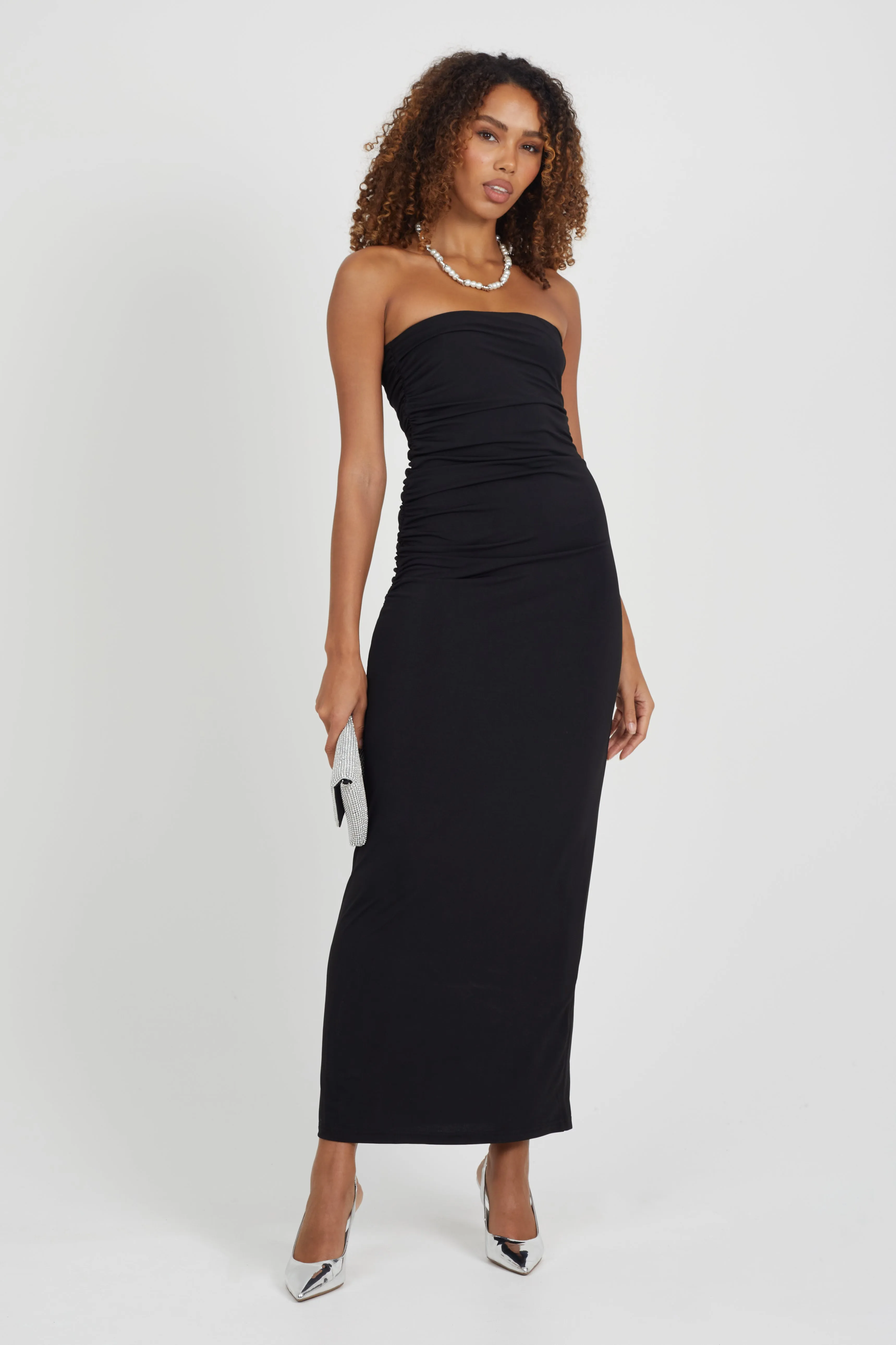 BANDEAU MAXI DRESS WITH RUCHING