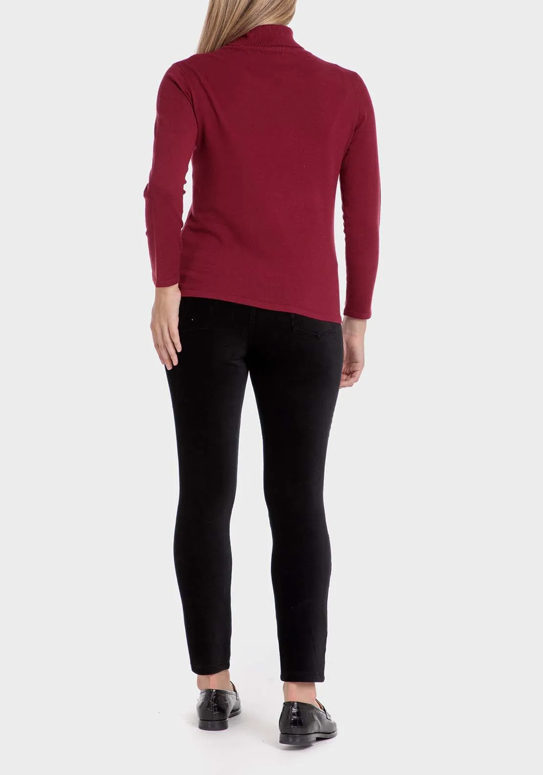 Basic Turtleneck Sweater - Garnet