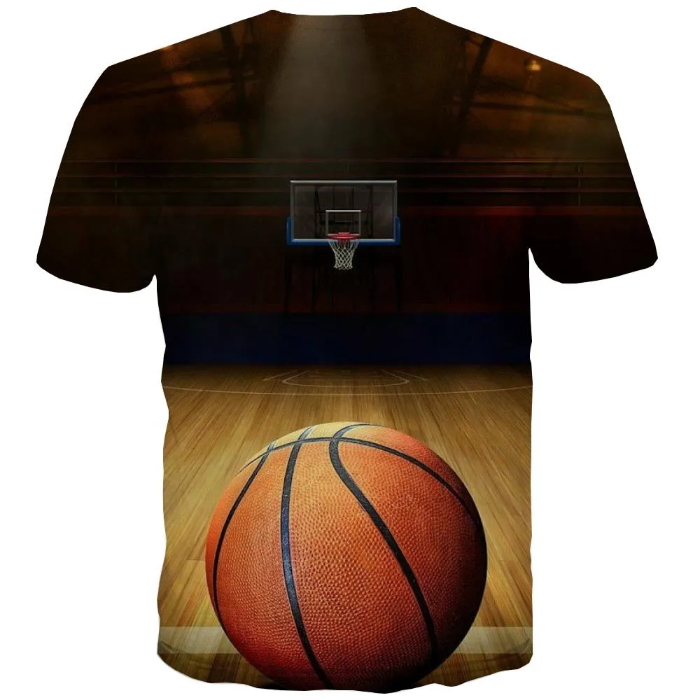 Basketball T-shirt Men Night View T shirts Funny Galaxy T-shirts Graphic City Shirt Print
