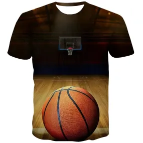 Basketball T-shirt Men Night View T shirts Funny Galaxy T-shirts Graphic City Shirt Print