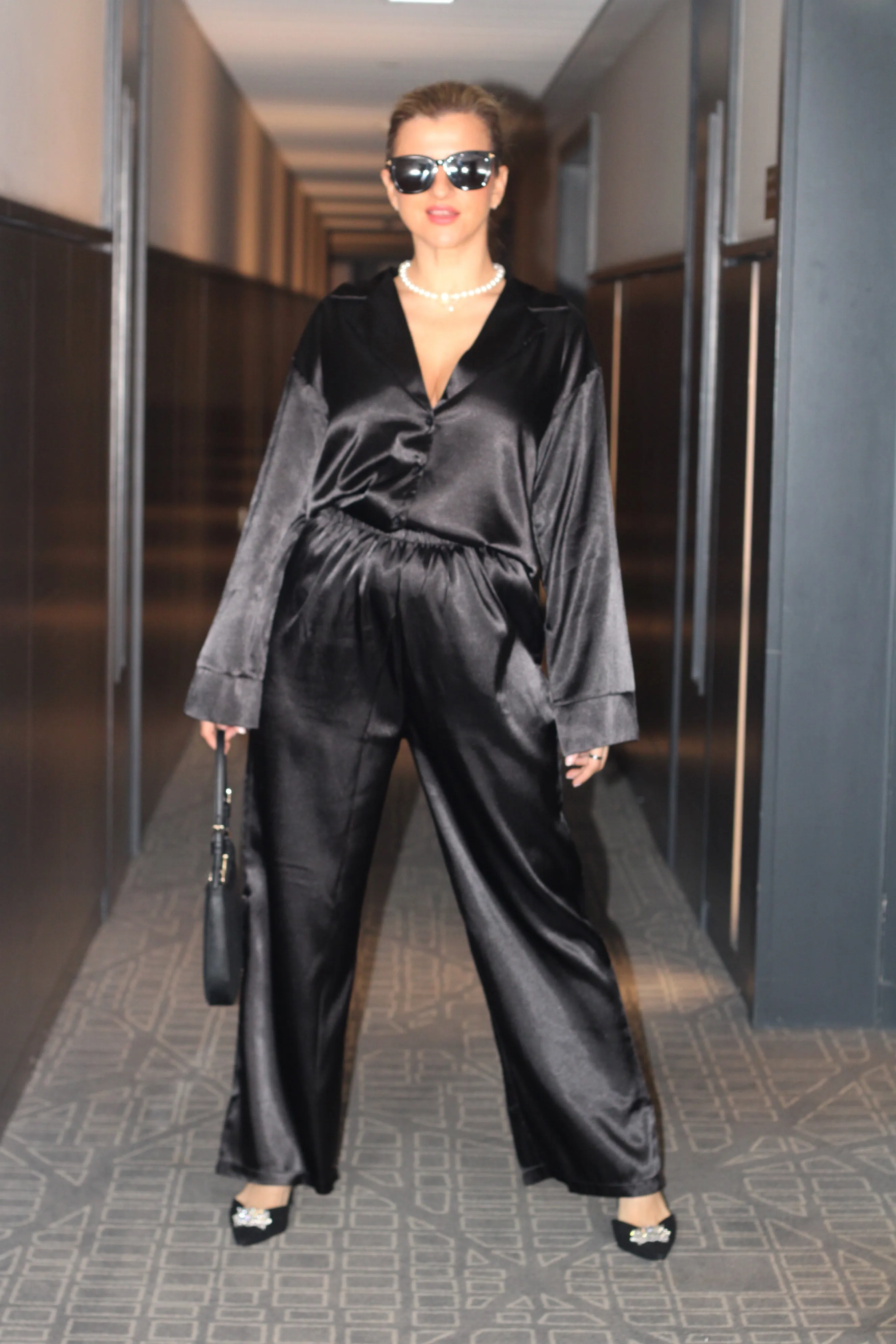 Black Bridal Pyjamas Set