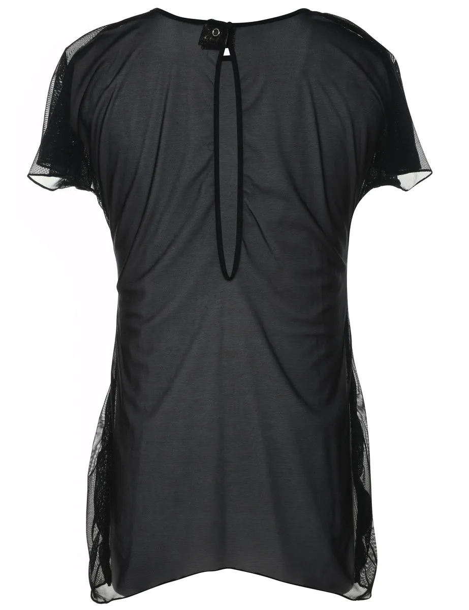 Black Classic Sheer Slip Dress - M