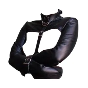 Black Leather Straight Jacket for Women