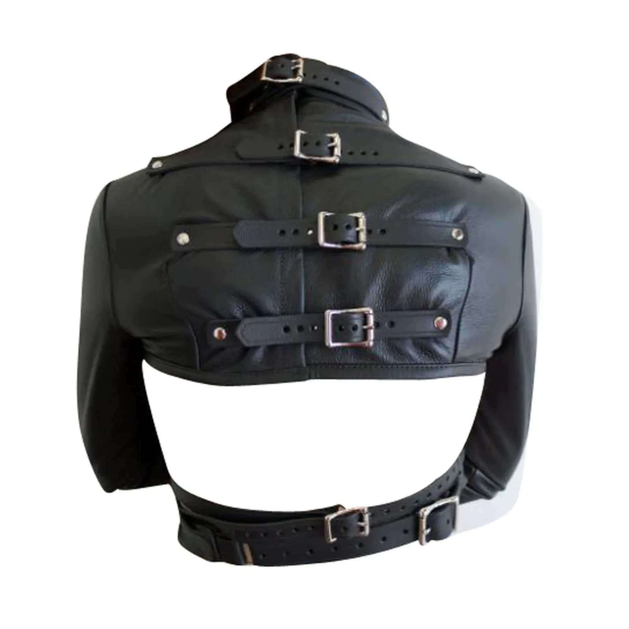 Black Leather Straight Jacket for Women