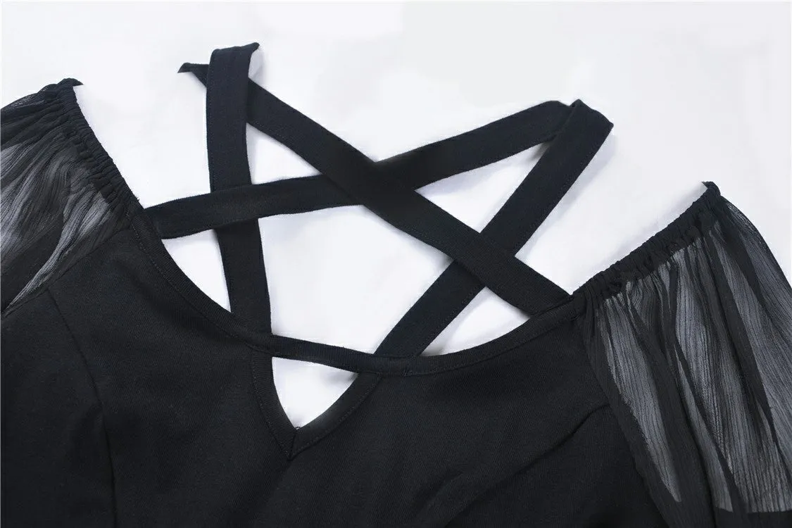 Black punk alternative star homecoming dresses DW330