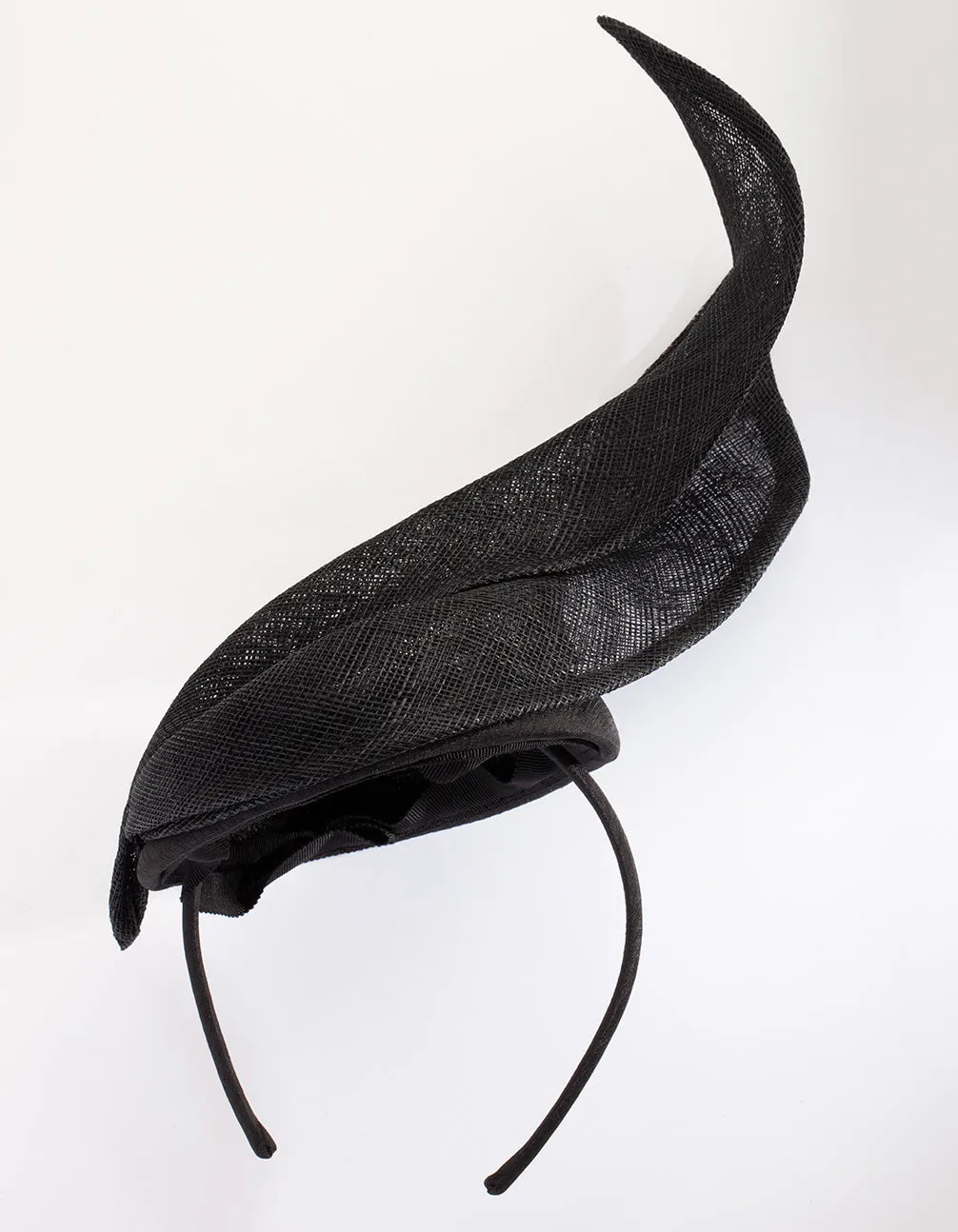 Black Sinamay Abstract Swirl Fascinator