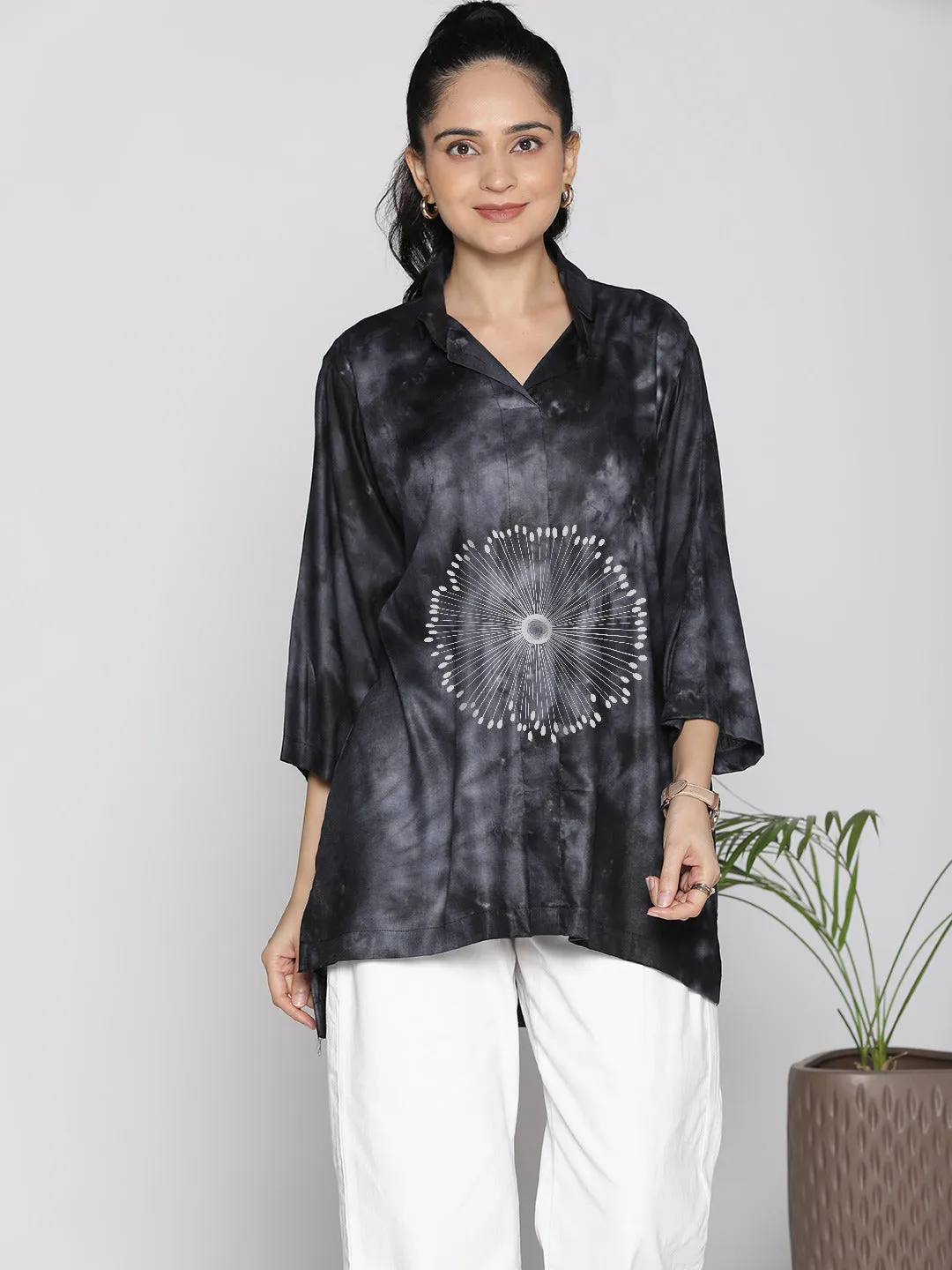 Black TieDye ShirtTop - BlossomEcho