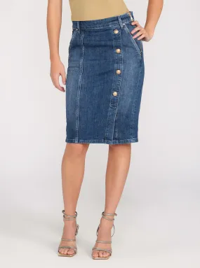 Blue Denim Carrie Longuette Midi Skirt