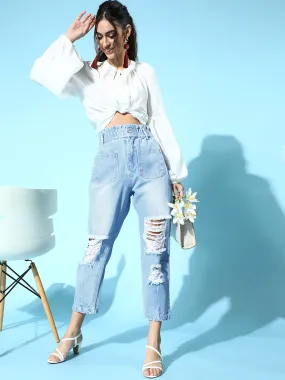 Blue Front Pocket Distress Jeans