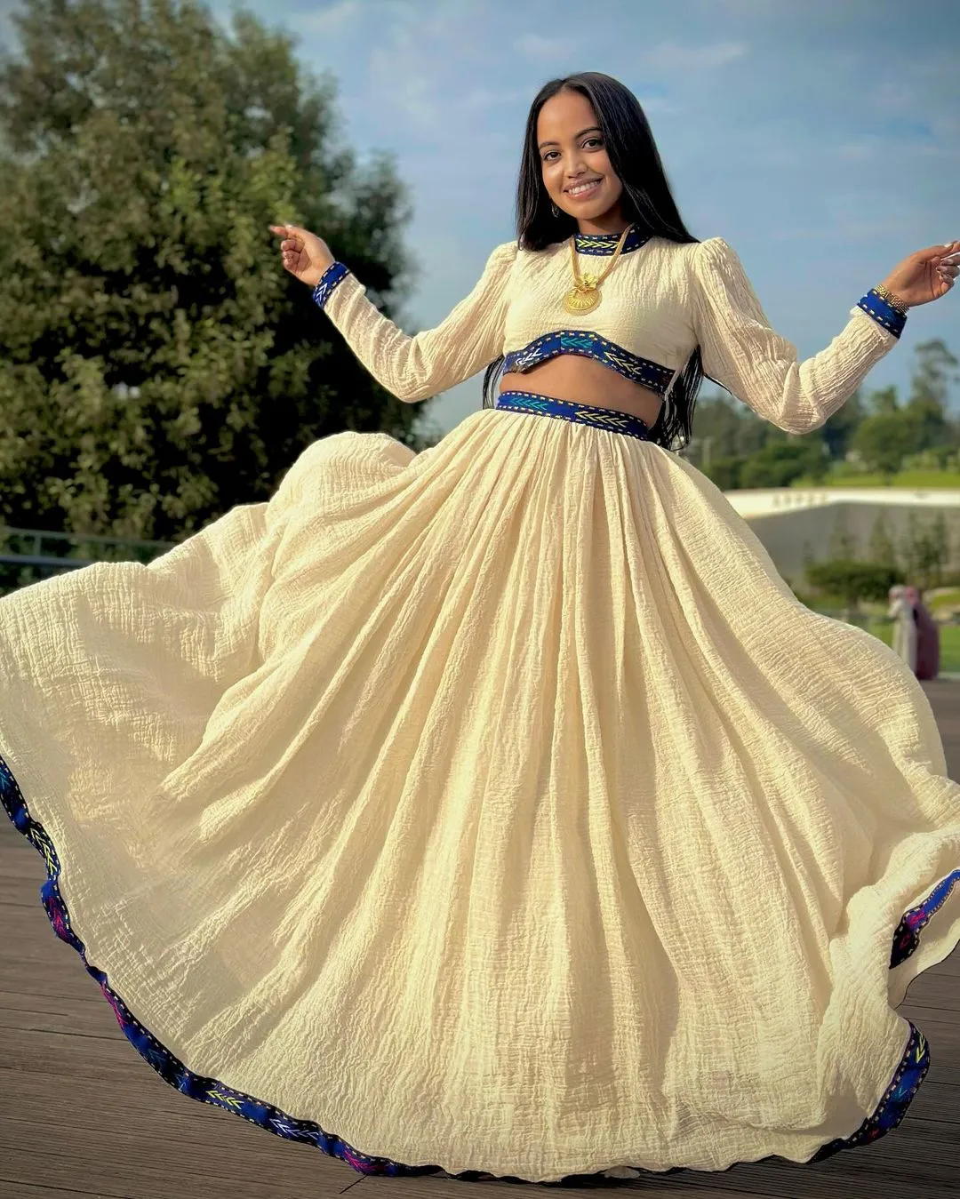 Blue Habesha Dress Crop Top and Skirt Set Habesha Kemis