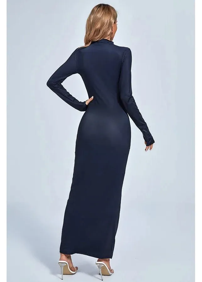 Body Heat Map Print Mock Neck Bodycon Dress