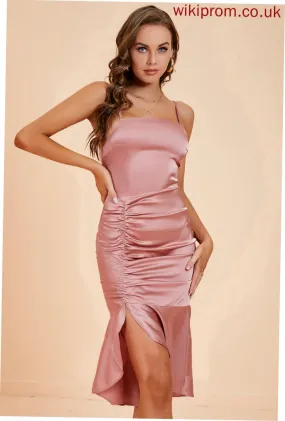 Bodycon Club Dresses Neck Square Midi Dresses Ruffle Polyester Sleeveless Sexy Carly