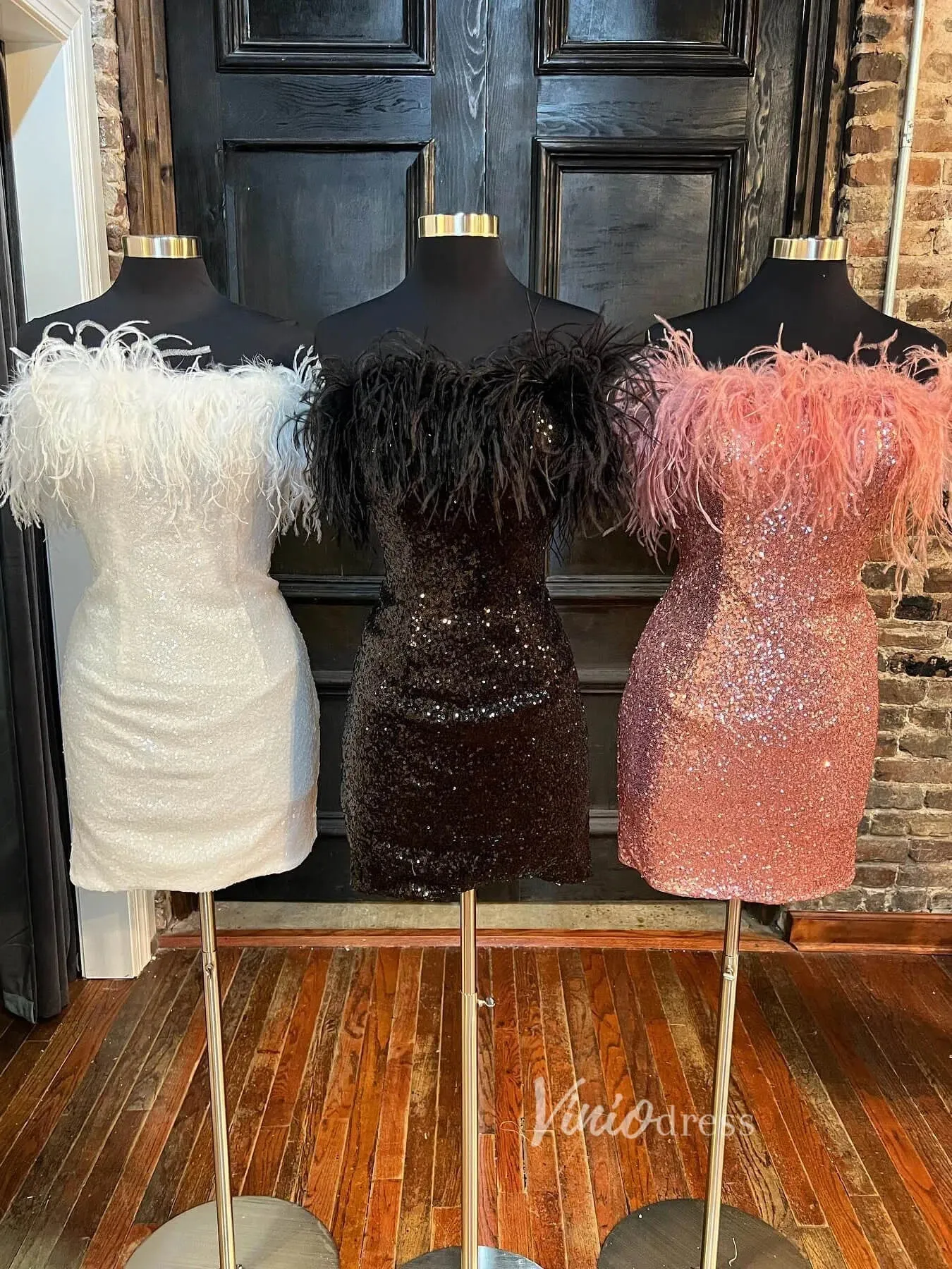 Bodycon Sequin Homecoming Dresses Off Shoulder Feather Cocktail Dress SD1514