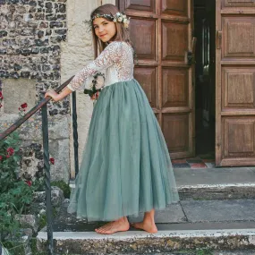 Bohemian Classic Long Sleeve Dress - Sage Green