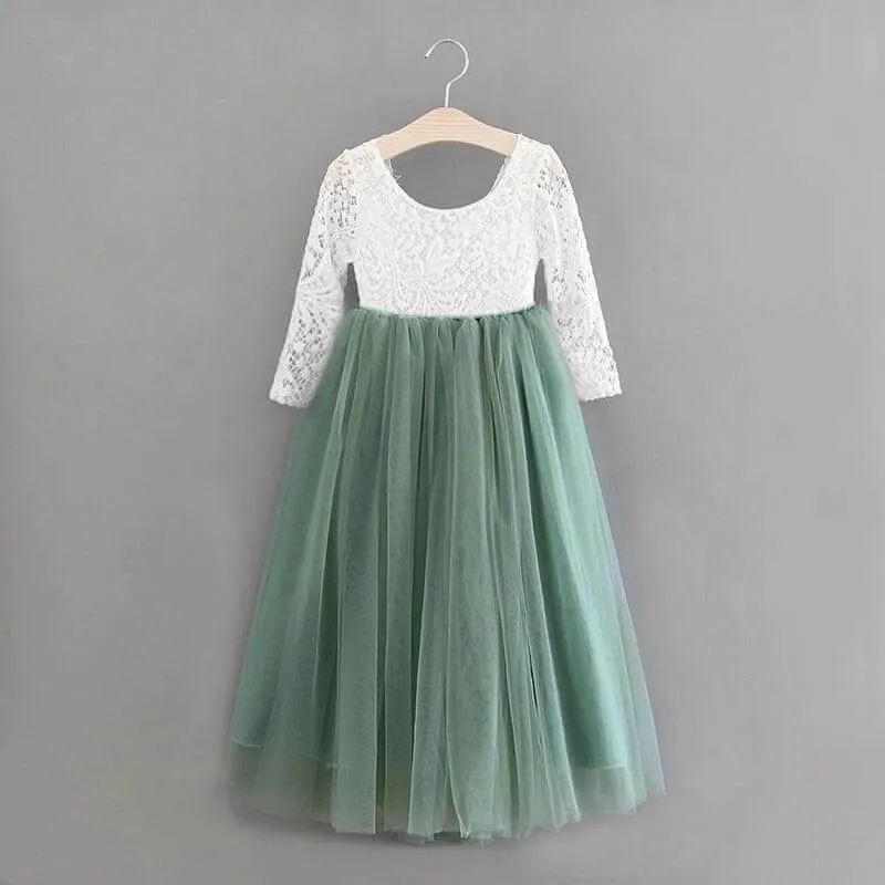 Bohemian Classic Long Sleeve Dress - Sage Green