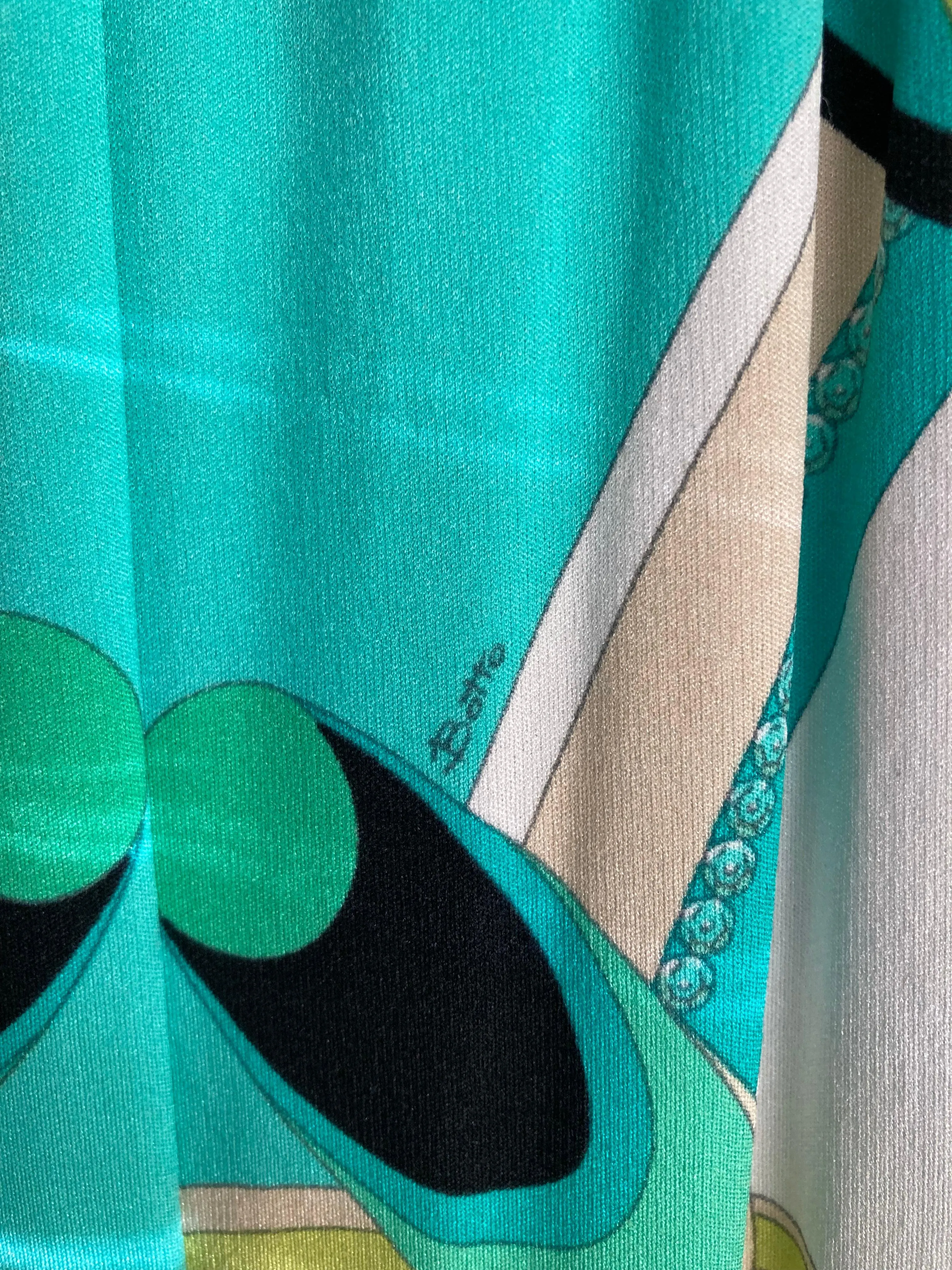 Botto White, Blue And Green Patterned Short Sleeved Dress UK Size 14