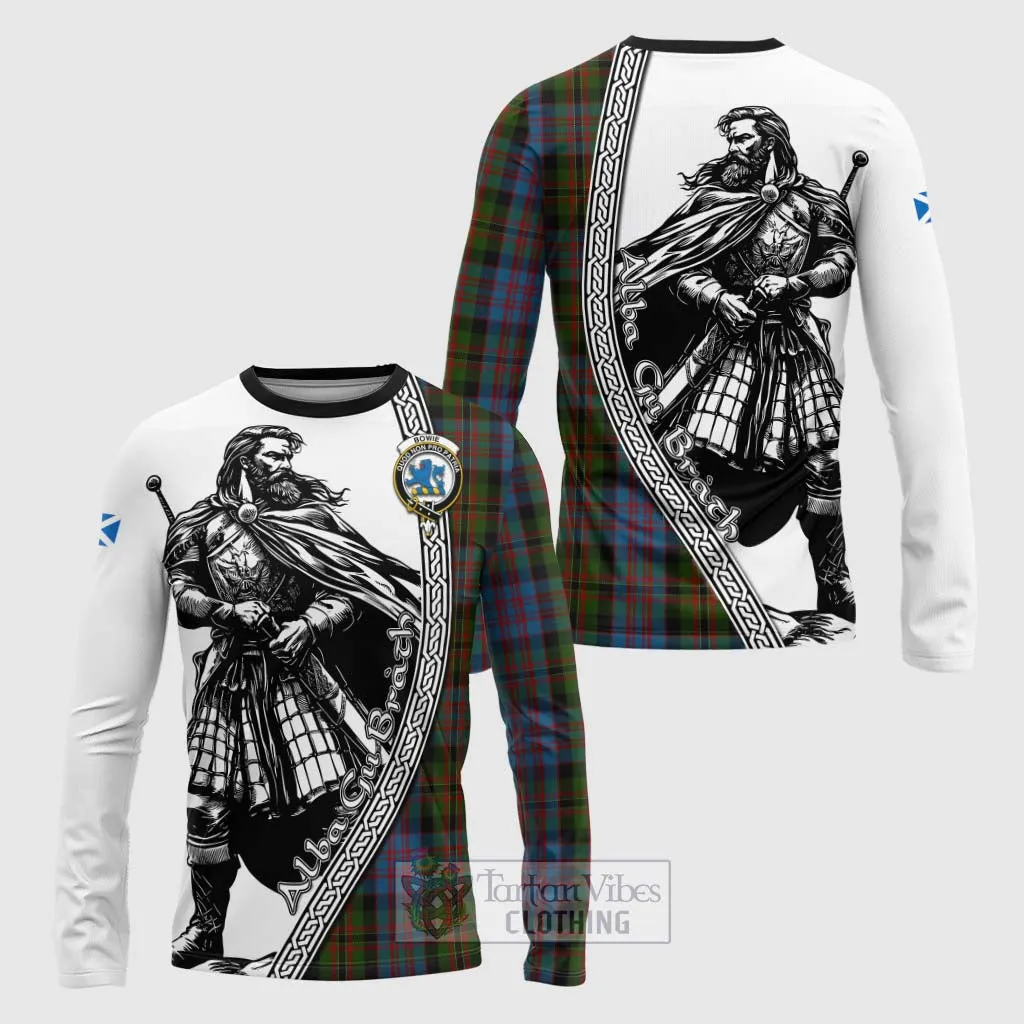 Bowie Tartan Clan Crest Long Sleeve T-Shirt with Highlander Warrior Celtic Style