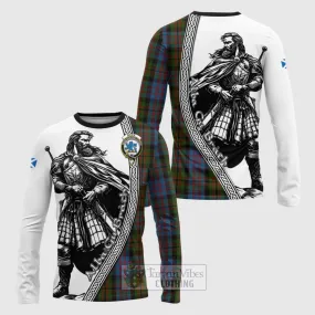 Bowie Tartan Clan Crest Long Sleeve T-Shirt with Highlander Warrior Celtic Style
