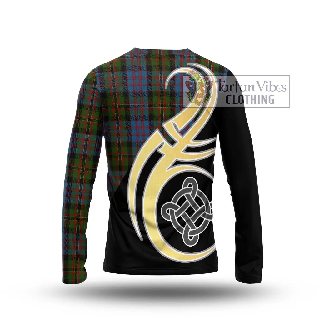 Bowie Tartan Long Sleeve T-Shirt with Family Crest and Celtic Symbol Style