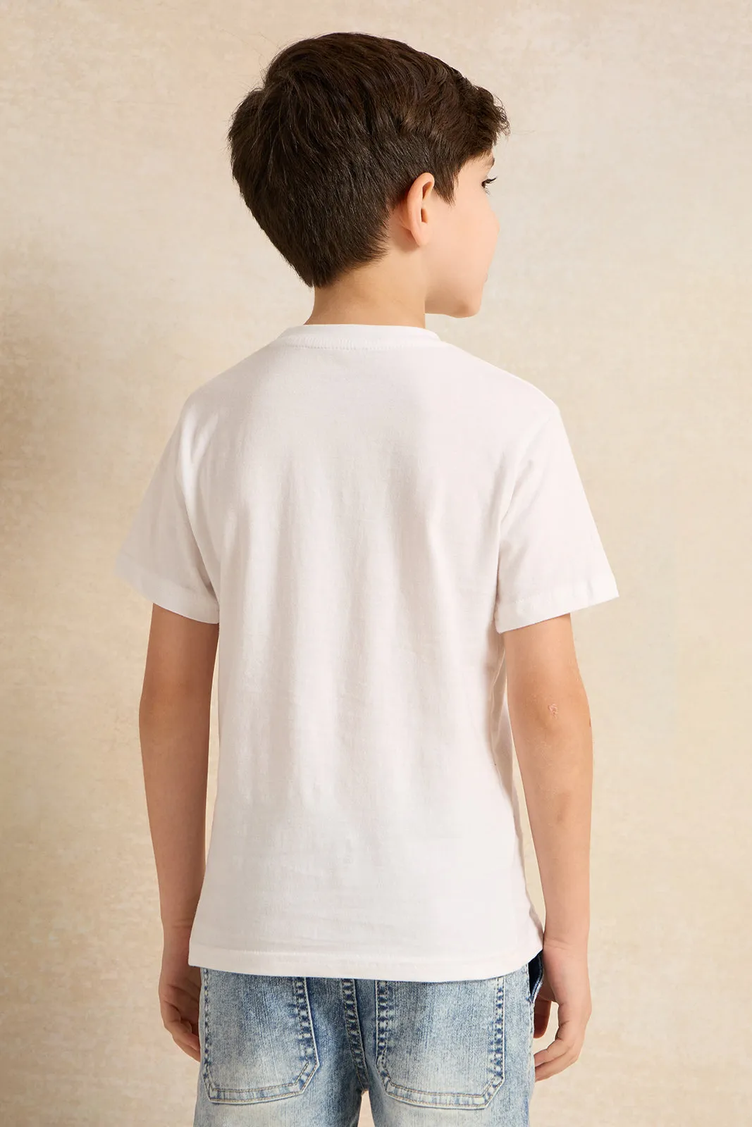 Boys Blue And White Shirt With T-Shirt Set (2 Piece)