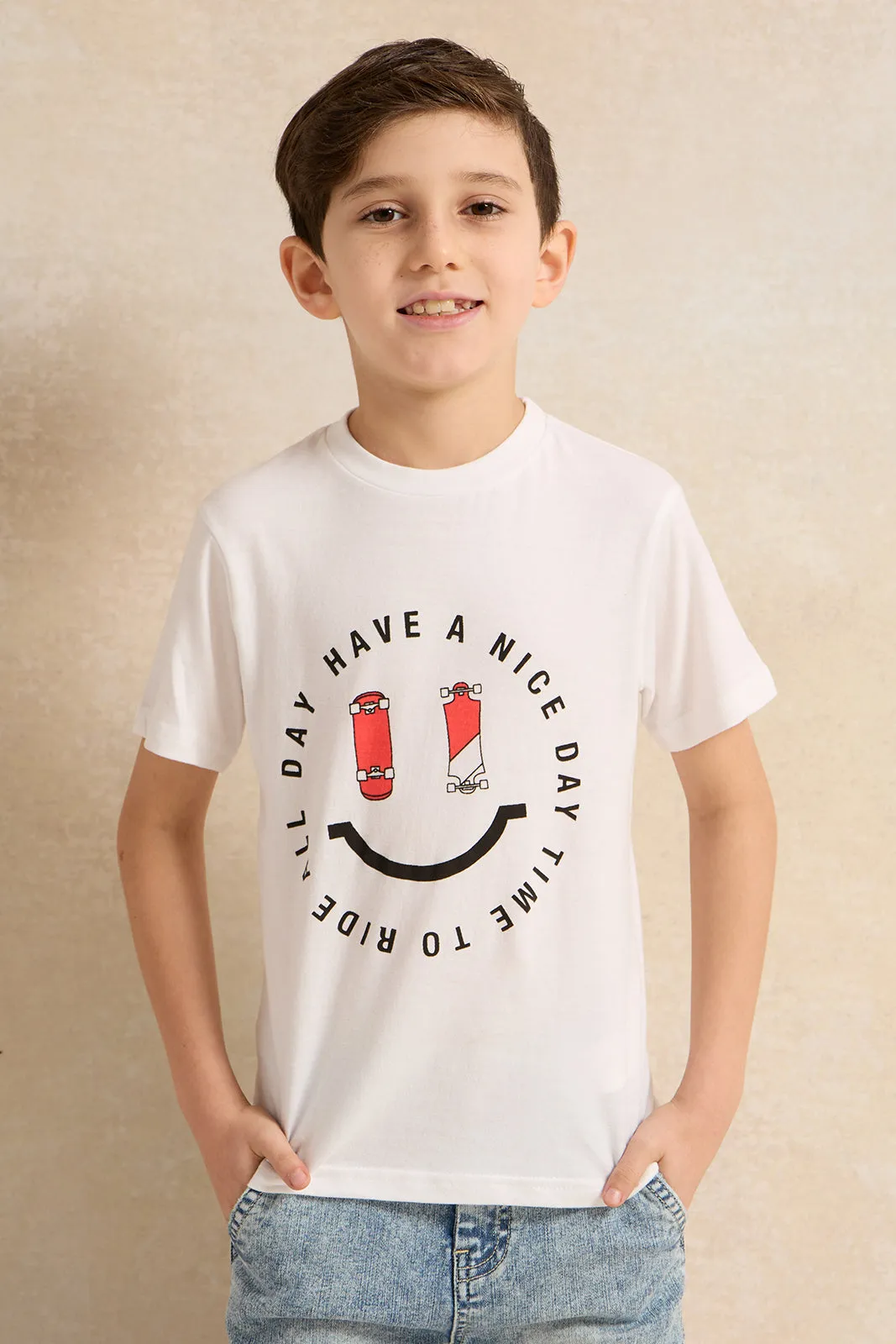 Boys Blue And White Shirt With T-Shirt Set (2 Piece)