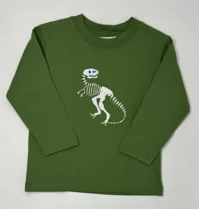 Boy's L/S T-Shirt w/ T-Rex Skeleton - Peapod Green