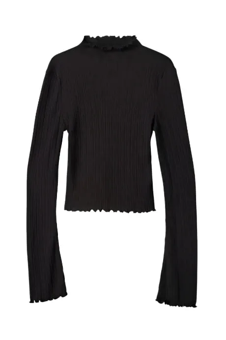 BRIXTON Women's Novelty Ribbed Turtleneck Long Sleeve Shirt Black