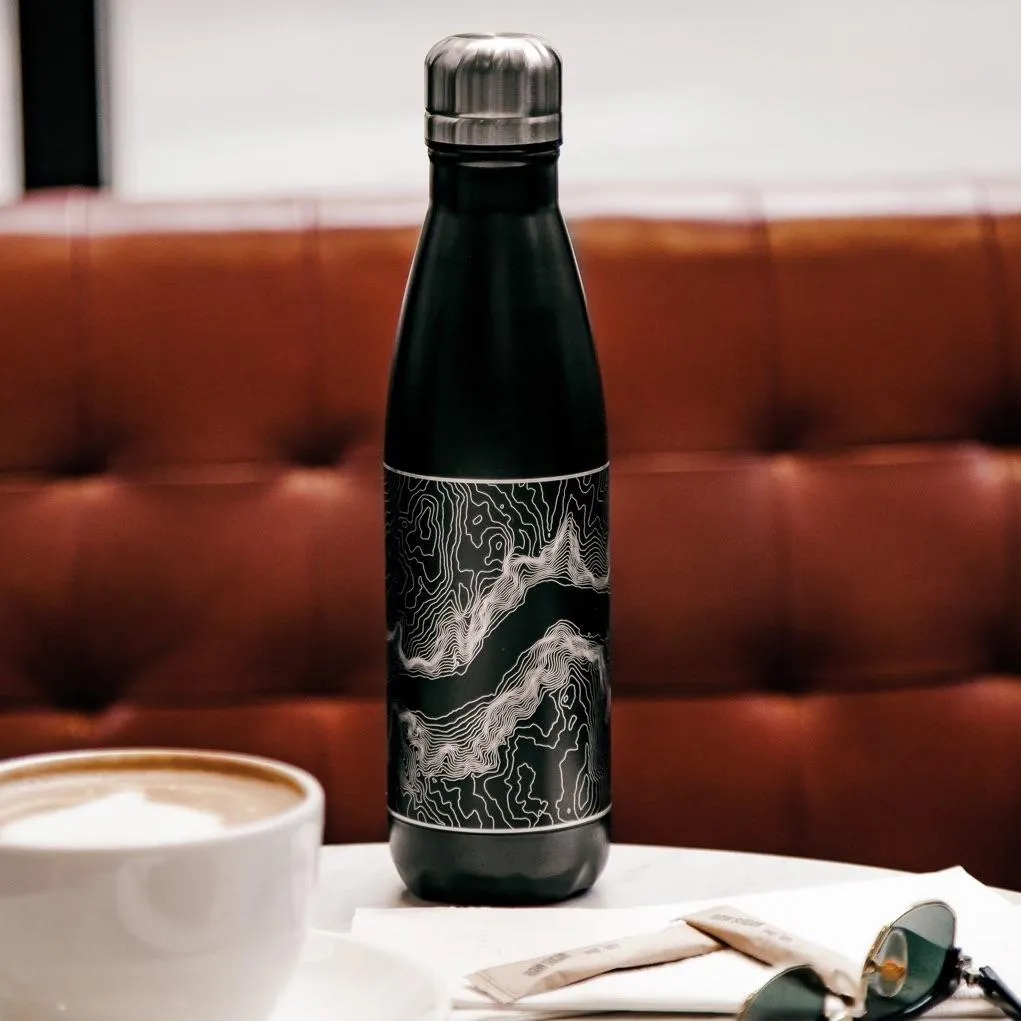 Cape Charles - Virginia Engraved Map Insulated Bottle in Matte Black
